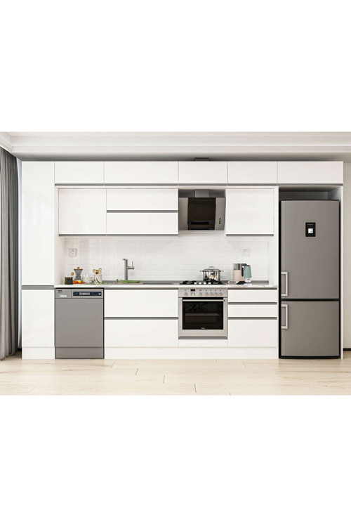 390X240 Cm High Gloss Mutfak Dolabı Mbb-E90B40S60-2 High Gloss | Beyaz - Mdf