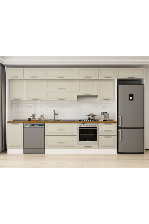 385X240 Cm Klasik Mebran Mutfak Dolabı Beyaz Mb-E90S45S50-1 Mebran | Kumtaşı - Suntalam