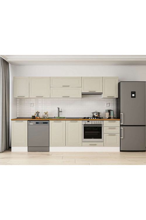 290X210 Cm Klasik Mebran Mutfak Dolabı Beyaz M-E80S45S45-1 Mebran | Kumtaşı - Suntalam