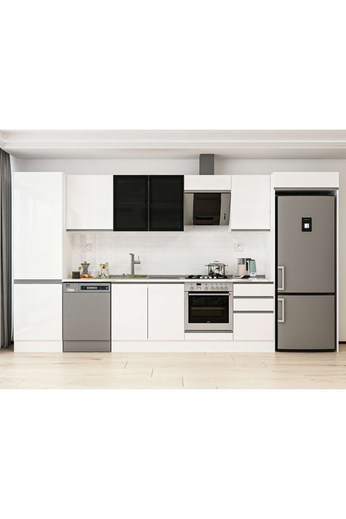 390X222 Cm High Gloss Mutfak Dolabı Mbb-E80B60S50-3 High Gloss | Beyaz - Mdf