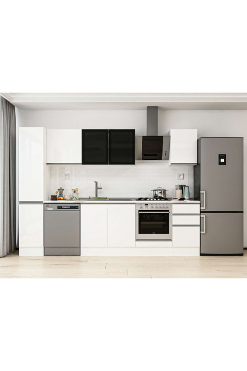 295X210 Cm High Gloss Mutfak Dolabı Mb-E90B40S45-3 High Gloss | Beyaz - Suntalam