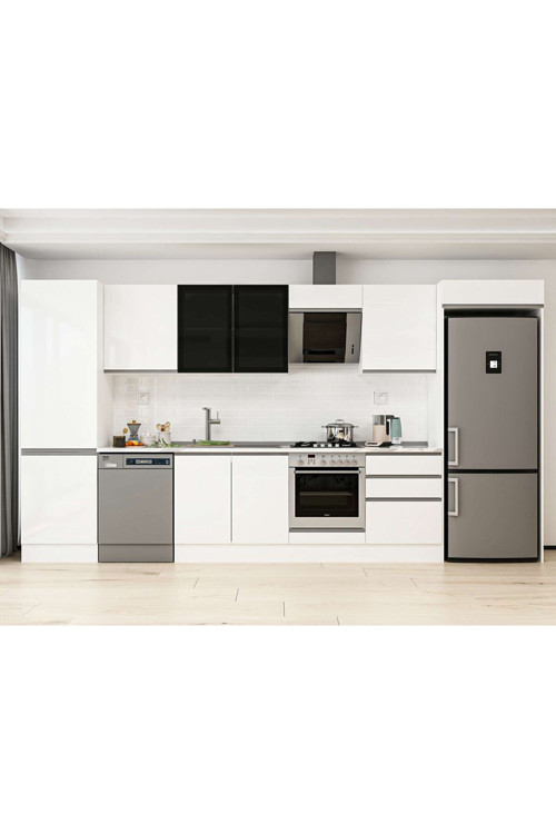 410X222 Cm High Gloss Mutfak Dolabı Mbb-E90B60S60-3 High Gloss | Beyaz - Suntalam