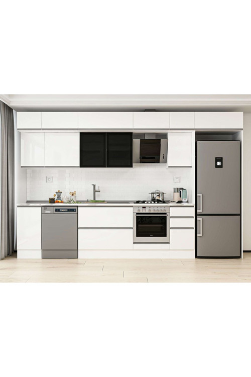 360X240 Cm High Gloss Mutfak Dolabı Mb-E80S40S40-3 High Gloss | Beyaz - Mdf