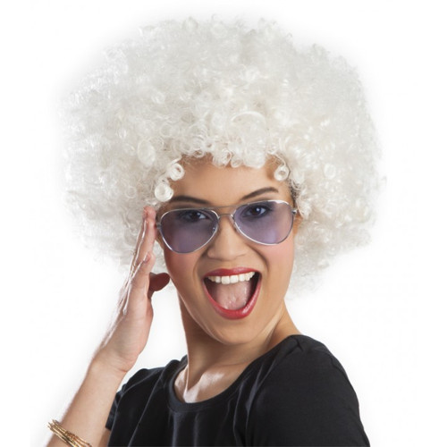 Beyaz Renk Kıvırcık Afro Bonus Peruk (4604)