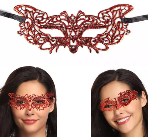 Kırmızı Dantel Masquerade Maskesi 9 No (4604)