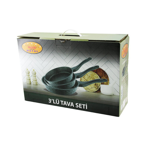 NUR IŞIKLAR METAL 3PCS DÖKÜM TAVA SETİ 20-24-28CM (4604)