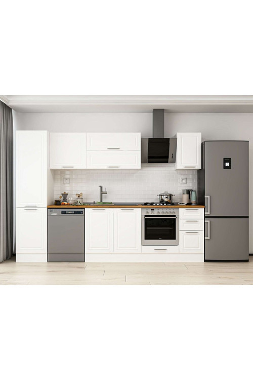 290X210 Cm Klasik Mebran Mutfak Dolabı Beyaz Beyaz Mb-E80B50S40-2 Mebran | Beyaz - Suntalam