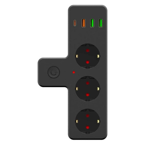 Termal Akım Korumalı 3 Adet Soket,3 Adet USB ve 1 Adet Type-C Girişli 20w Priz Model 3397 (4604)
