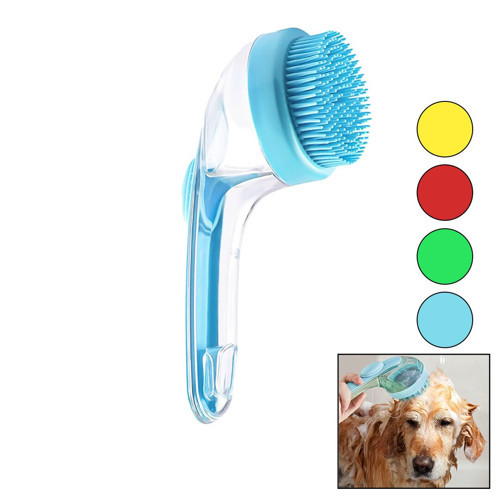 Kedi - Köpek - Evcil Hayvan Yikamafirçasi Silikon Şampuan Hazneli=Mika Kristalplastik Sap (4604)