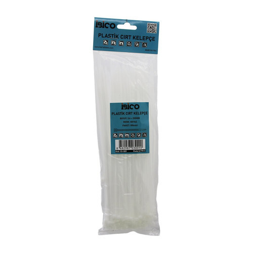 100PCS BEYAZ 3.6X250MM PLASTİK CIRT KELEPÇE (4604)