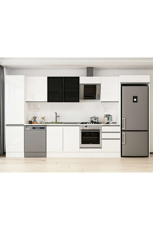 380X222 Cm High Gloss Mutfak Dolabı Mbb-E80B50S50-3 High Gloss | Beyaz - Suntalam