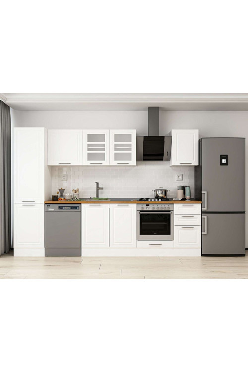 305X210 Cm Klasik Mebran Mutfak Dolabı Beyaz Beyaz Mb-E90B50S45-3 Mebran | Beyaz - Suntalam