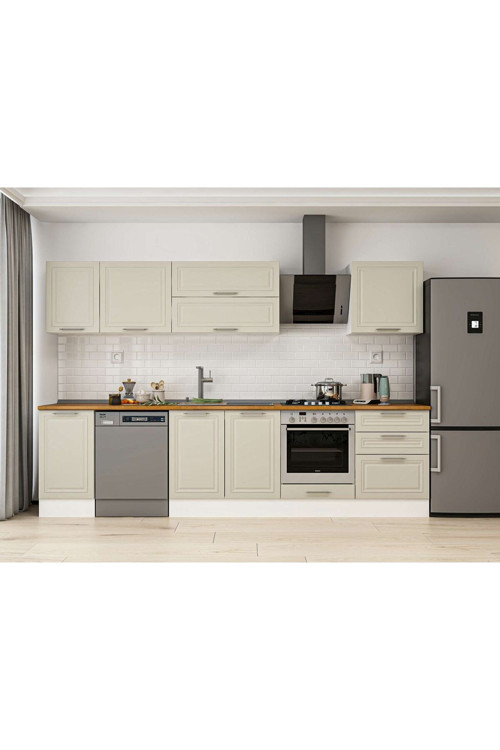 305X210 Cm Klasik Mebran Mutfak Dolabı Beyaz M-E80S45S60-2 Mebran | Kumtaşı - Suntalam
