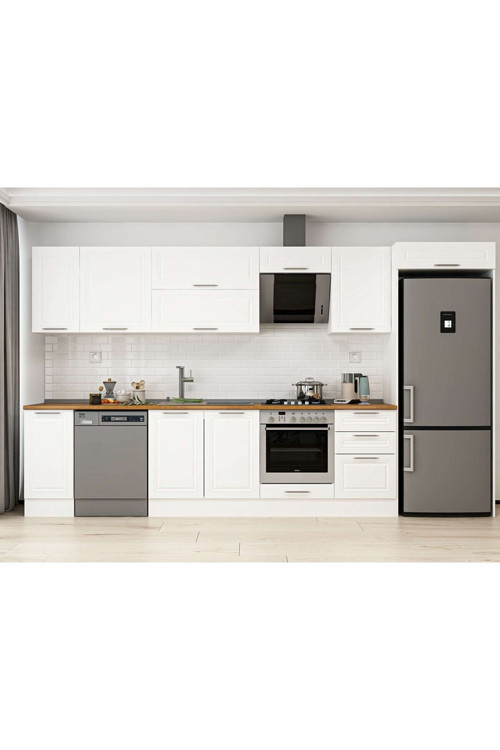 380X222 Cm Klasik Mebran Mutfak Dolabı Beyaz Beyaz Mb-E90S40S50-2 Mebran | Beyaz - Suntalam