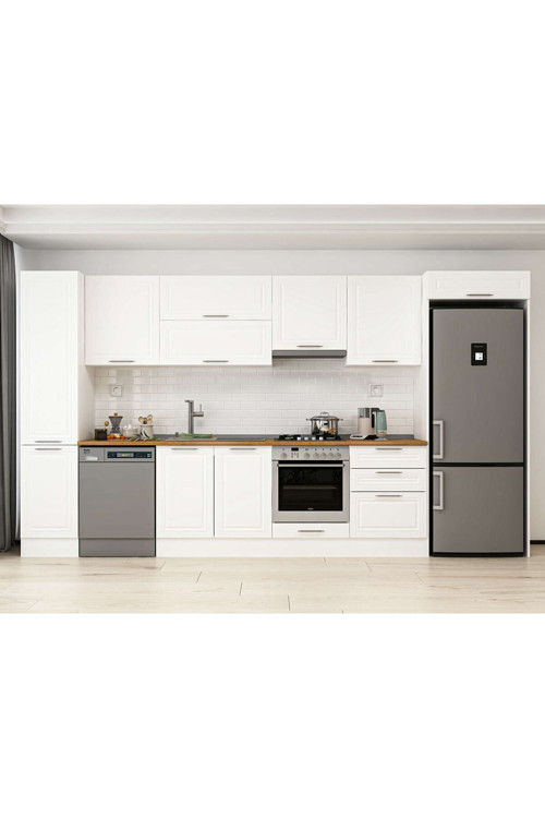 395X222 Cm Klasik Mebran Mutfak Dolabı Beyaz Beyaz Mbb-E90B45S60-1 Mebran | Beyaz - Mdf