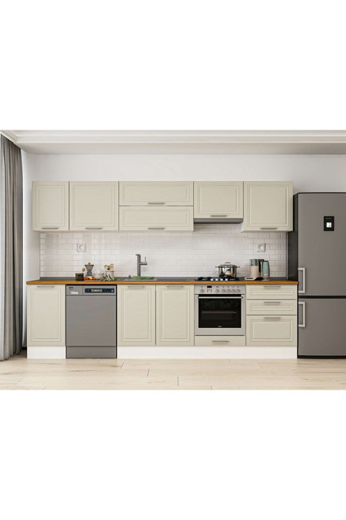 305X210 Cm Klasik Mebran Mutfak Dolabı Beyaz M-E80S45S60-1 Mebran | Kumtaşı - Suntalam