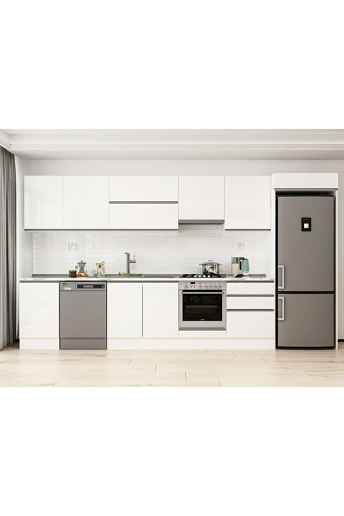 390X222 Cm High Gloss Mutfak Dolabı Mb-E80S50S60-1 High Gloss | Beyaz - Mdf