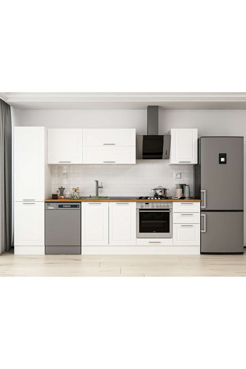 295X210 Cm Klasik Mebran Mutfak Dolabı Beyaz Beyaz Mb-E80B50S45-2 Mebran | Beyaz - Suntalam