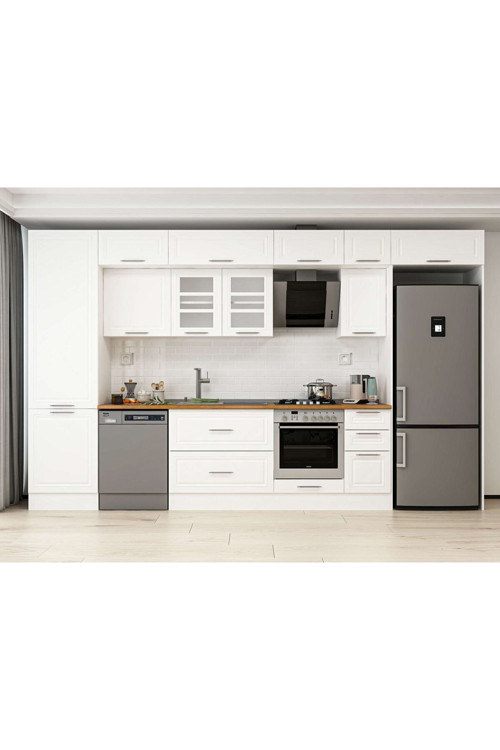 390X240 Cm Klasik Mebran Mutfak Dolabı Beyaz Mbb-E90B60S40-3 Mebran | Beyaz - Suntalam