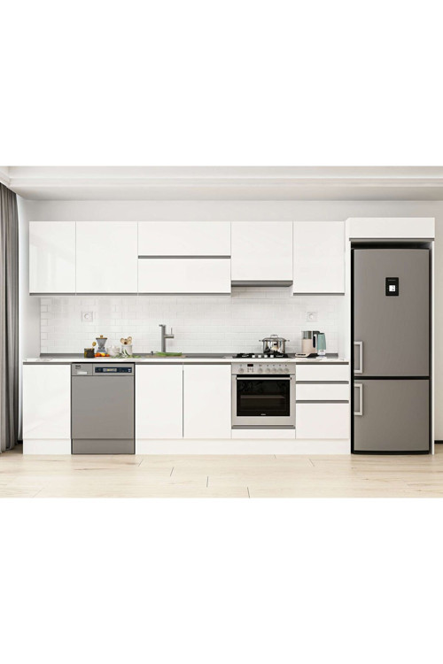 375X222 Cm High Gloss Mutfak Dolabı Mb-E80S45S50-1 High Gloss | Beyaz - Mdf