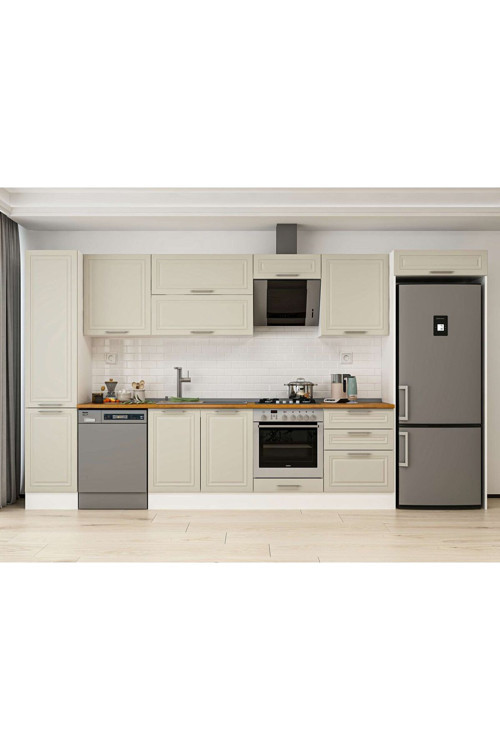 395X222 Cm Klasik Mebran Mutfak Dolabı Beyaz Mbb-E90B45S60-2 Mebran | Kumtaşı - Suntalam