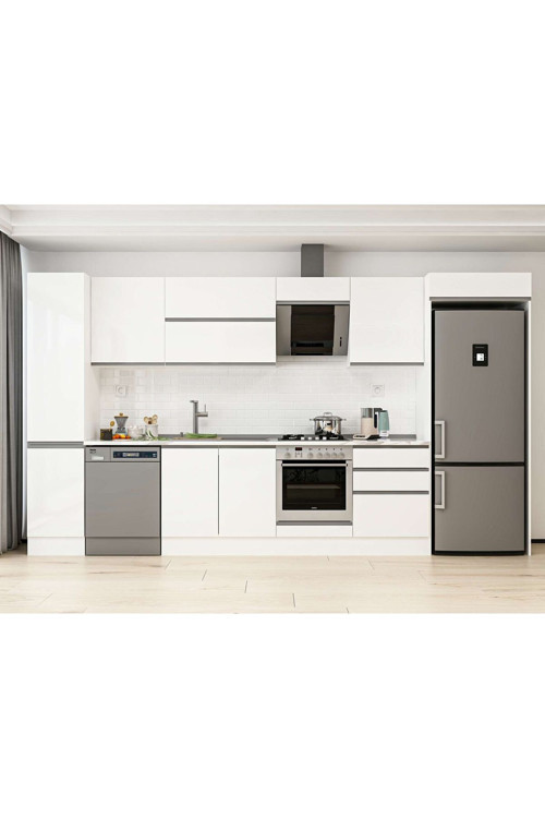 395X222 Cm High Gloss Mutfak Dolabı Mbb-E90B45S60-2 High Gloss | Beyaz - Suntalam