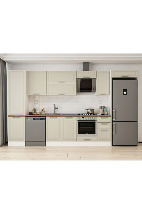 370X222 Cm Klasik Mebran Mutfak Dolabı Beyaz Mbb-E80B50S40-2 Mebran | Kumtaşı - Suntalam