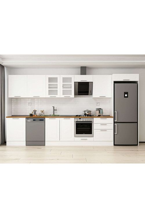 410X222 Cm Klasik Mebran Mutfak Dolabı Beyaz Beyaz Mb-E90S60S60-3 Mebran | Beyaz - Mdf