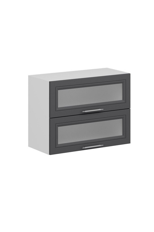 Mutfak Modül Mbr_C Üst 2Yk1R 80-H60Cm Dolap Cam Beyaz Antrasit Mdf