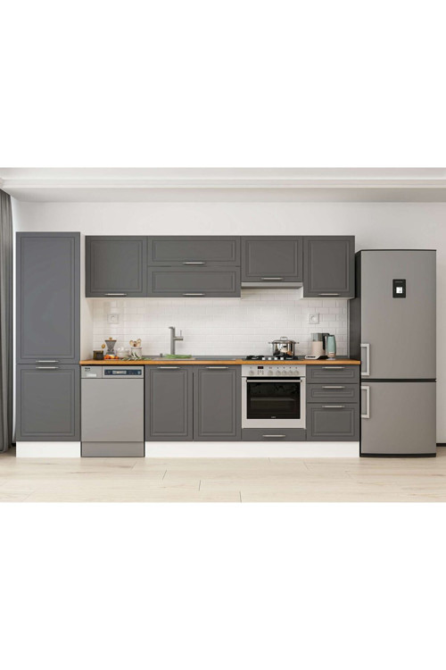 310X210 Cm Klasik Mebran Mutfak Dolabı Beyaz Mb-E80B60S50-1 Mebran | Antrasit - Suntalam