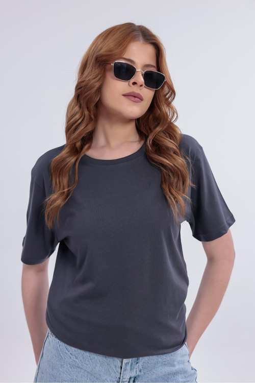 Kadın Basic Rahat Kalıp Likralı 30/1 Süprem Tişört-380