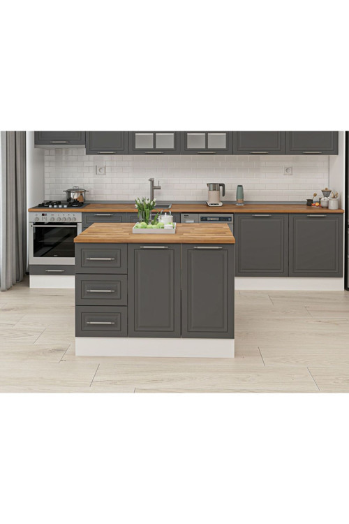 120 Cm Mbr_C Ada Mutfak Dolabı Beyaz Antrasit Mdf