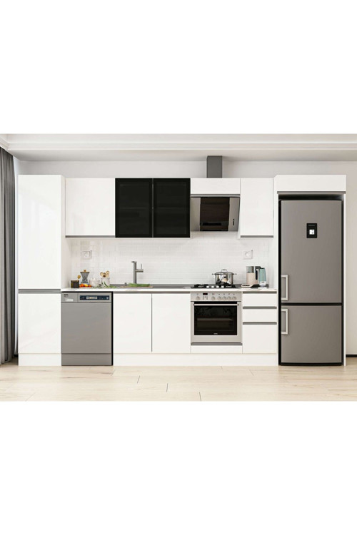 370X222 Cm High Gloss Mutfak Dolabı Mbb-E80B50S40-3 High Gloss | Beyaz - Mdf