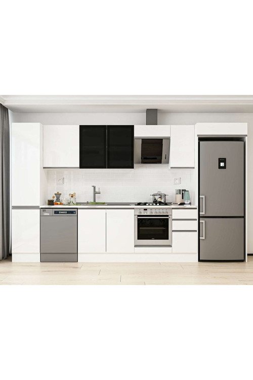 375X222 Cm High Gloss Mutfak Dolabı Mbb-E90B45S40-3 High Gloss | Beyaz - Mdf
