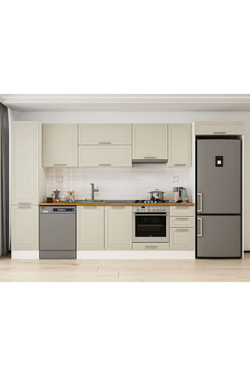 375X222 Cm Klasik Mebran Mutfak Dolabı Beyaz Mbb-E90B45S40-1 Mebran | Kumtaşı - Suntalam