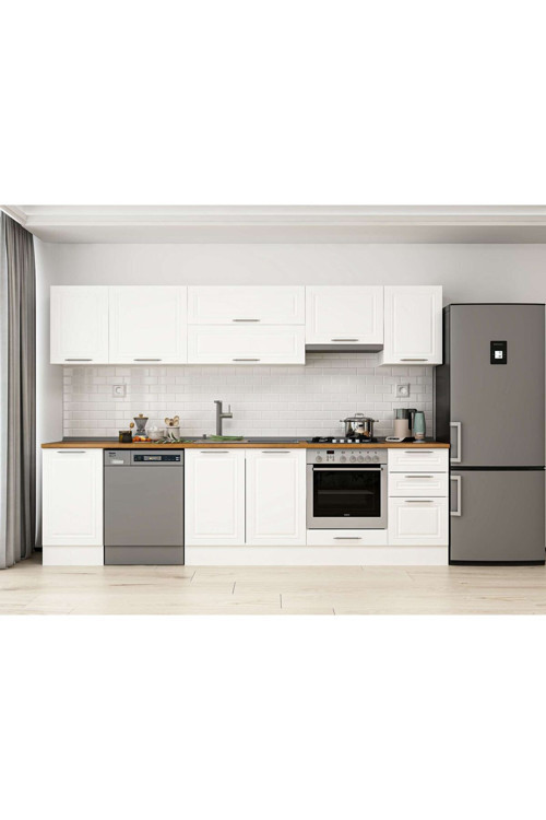 290X210 Cm Klasik Mebran Mutfak Dolabı Beyaz Beyaz M-E80S45S45-1 Mebran | Beyaz - Mdf