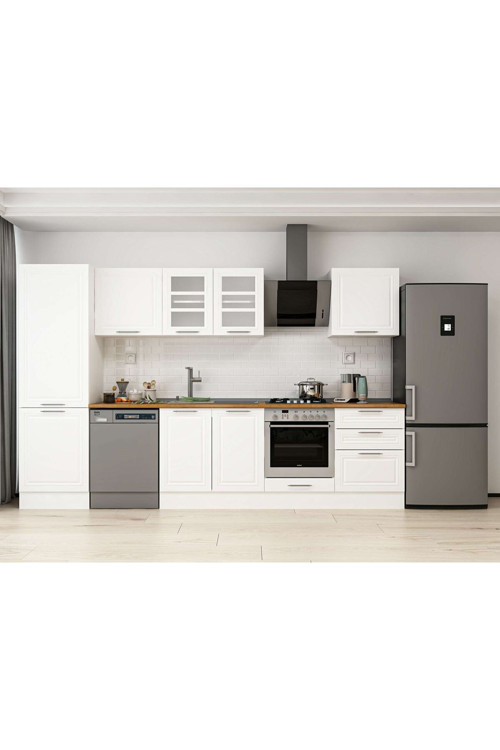 320X210 Cm Klasik Mebran Mutfak Dolabı Beyaz Beyaz Mb-E80B60S60-3 Mebran | Beyaz - Suntalam