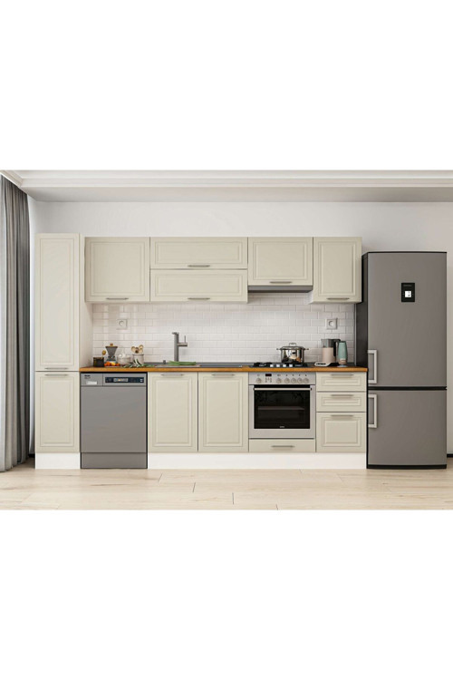 295X210 Cm Klasik Mebran Mutfak Dolabı Beyaz Mb-E90B40S45-1 Mebran | Kumtaşı - Suntalam
