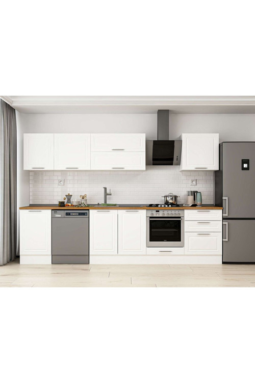 320X210 Cm Klasik Mebran Mutfak Dolabı Beyaz Beyaz M-E90S50S60-2 Mebran | Beyaz - Mdf
