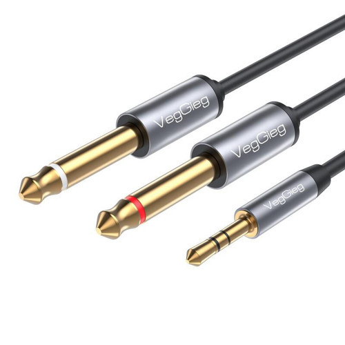3.5mm to 6.35mm 2*Mono Amfi Enstrüman AUX Ses Kablosu 1.8 Metre