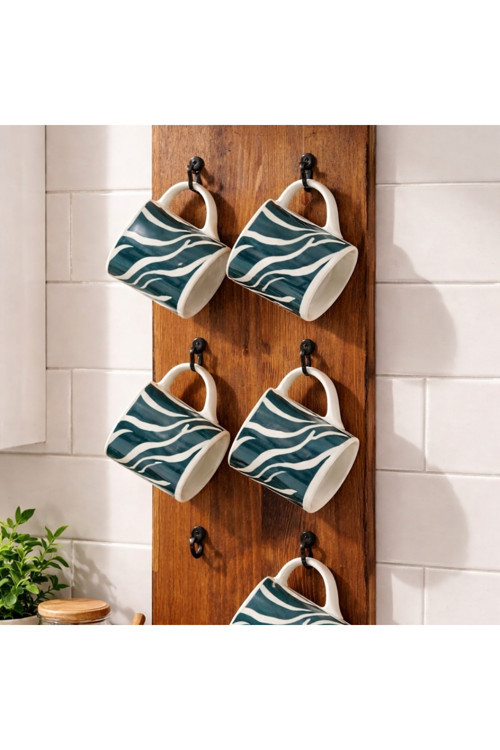 Doğal Ahşap 8’Li Kahve Fincanı Askılığı 17X40 Cm – Duvar Tipi Espresso Fincan Standı