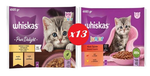 Güveç Eti,Sığır ve Tavuk Karışık Yavru Kedi Konserve Karma Set 4*85 Gram 26 Paket