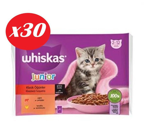 Junior Yavru Kedi Sığırlı Tavuklu 4X85 Gr Set 30'lu