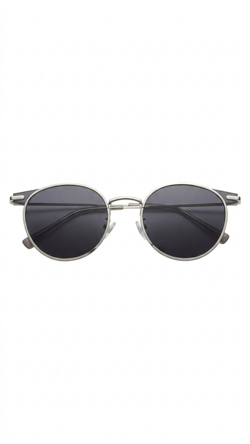 Yuvarlak Metal Güneş Gözlüğü – Füme Cam UV400 Koruma | Unisex 52mm L beden