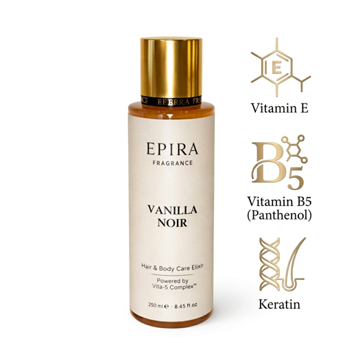 EPIRA Vanilla Noir Gurme Vanilya Saç ve Vücut Spreyi - Vita-5 Complex ile Güçlendirilmiş Yoğun Kalıcı ve Vitaminli Bakım