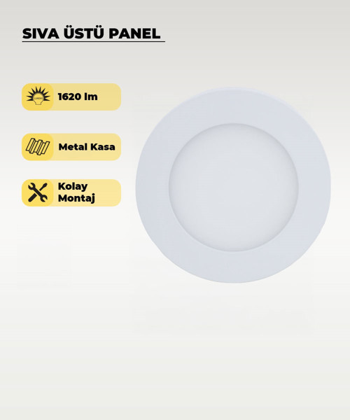 6W Sıva Üstü Yuvarlak Led Panel 3200K Sarı Işık