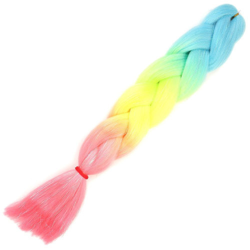 Simli Açık Mi / Neon Sarı / Pembe Ombreli Örgülük 100 Gr.