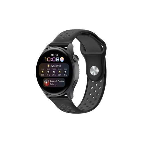 Watch 22mm Spor Delikli Kordon - Siyah-füme