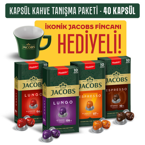 Kapsül Kahve Tanışma Paketi 40'lı İkonik Fincan Hediyeli (Nespresso Uyumlu Alüminyum Kapsül Kahve)