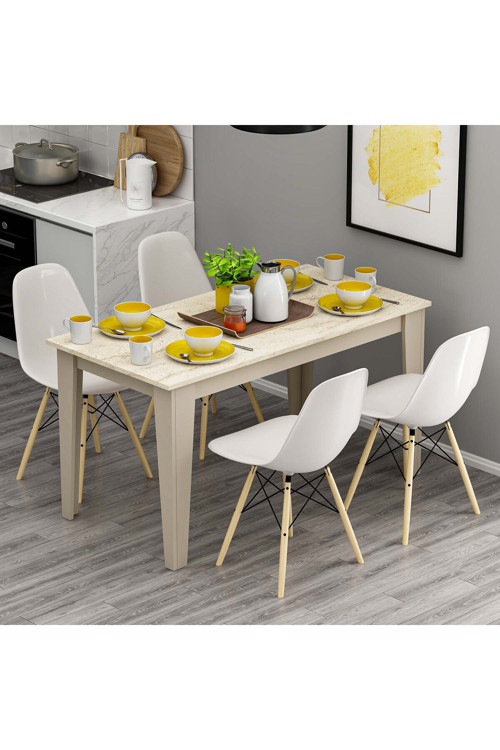 Şimal Yemek Masası 120x72 Kumtaşı Traverten (Sandalye ve Aksesuarlar Dahil Değildir)
